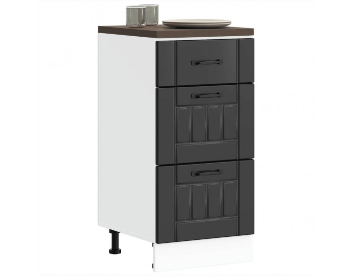 Sonata H Кухненски шкаф Lucca Черен, инженерно дърво