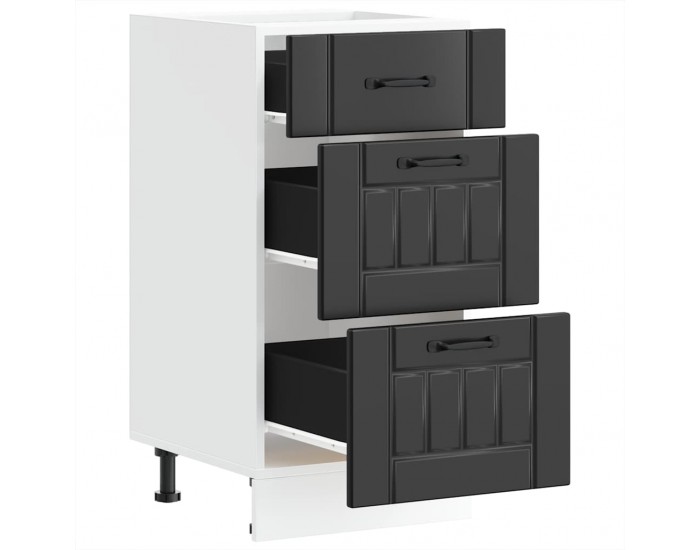 Sonata H Кухненски шкаф Lucca Черен, инженерно дърво