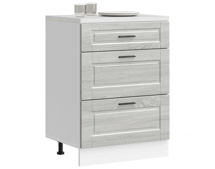 Sonata H Кухненски шкаф Porto, сив сонома, инженерна дървесина