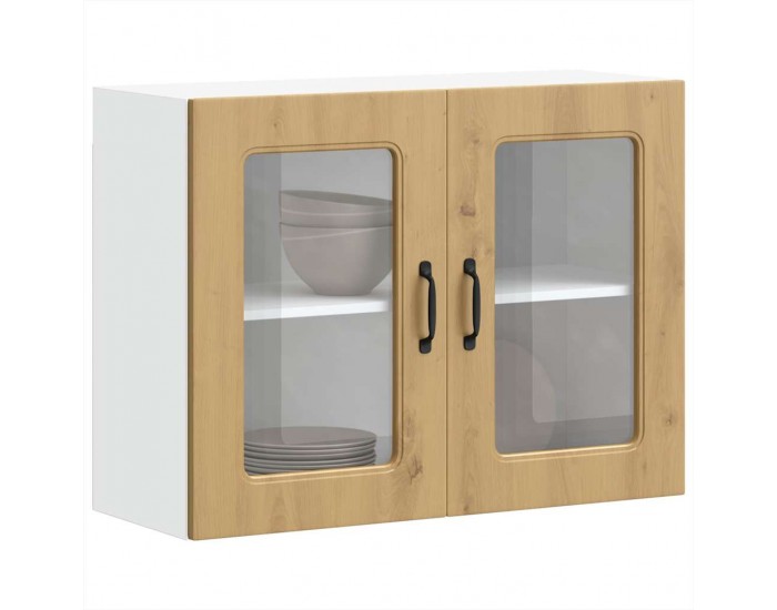 Sonata H Кухненски стенен шкаф със стъклена врата Kalmar от дъб Artisan, инженерна дървесина