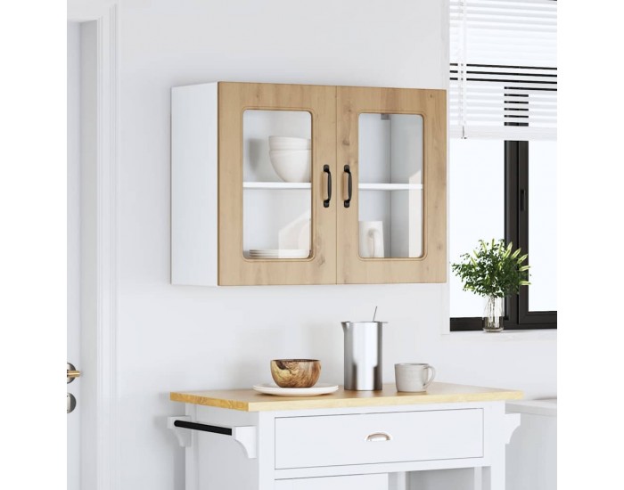 Sonata H Кухненски стенен шкаф със стъклена врата Kalmar от дъб Artisan, инженерна дървесина