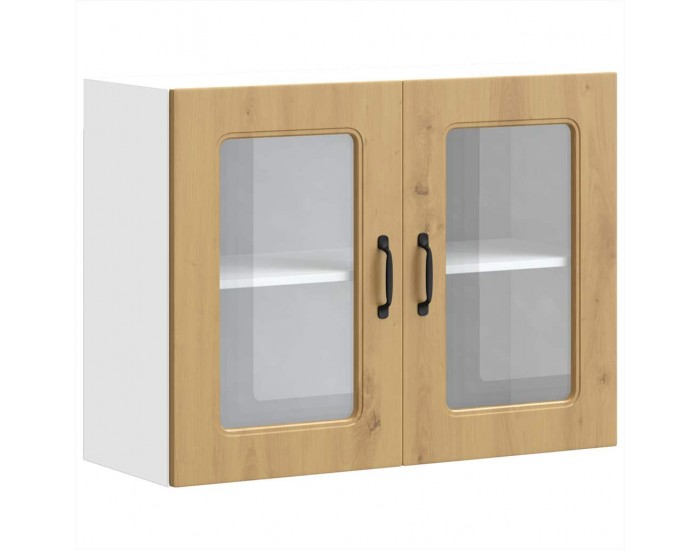 Sonata H Кухненски стенен шкаф със стъклена врата Kalmar от дъб Artisan, инженерна дървесина