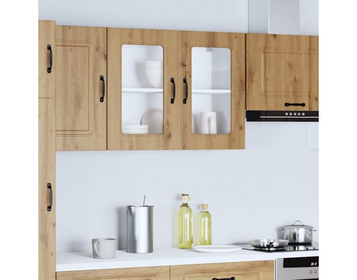 Sonata H Кухненски стенен шкаф със стъклена врата Kalmar от дъб Artisan, инженерна дървесина