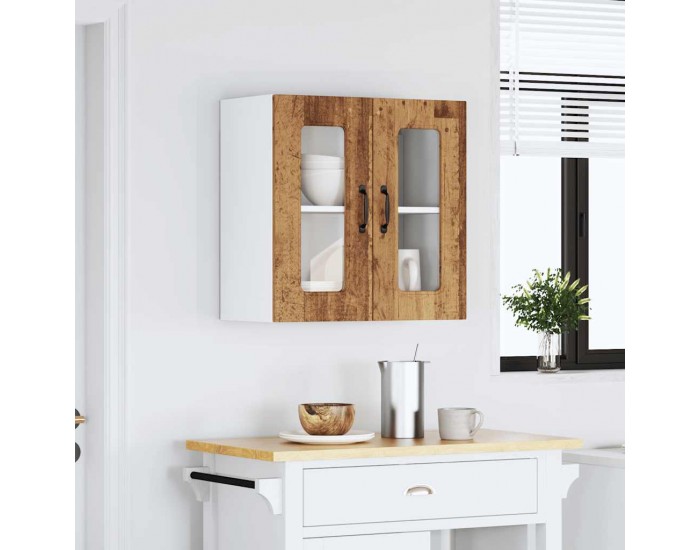 Sonata H Кухненски стенен шкаф със стъклена врата Kalmar Старо дърво Инженерно дърво