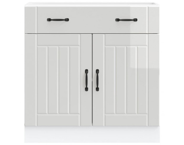 Sonata H Кухненски шкаф Lucca, бял гланц, инженерно дърв