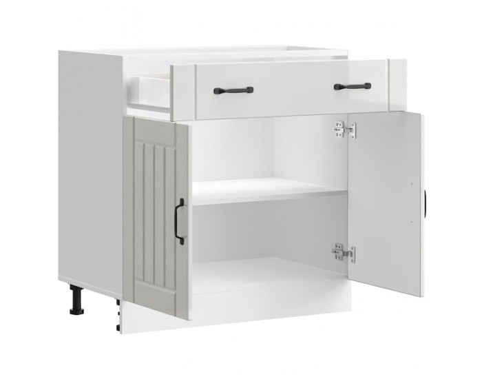 Sonata H Кухненски шкаф Lucca, бял гланц, инженерно дърв