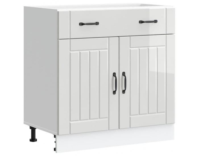 Sonata H Кухненски шкаф Lucca, бял гланц, инженерно дърв