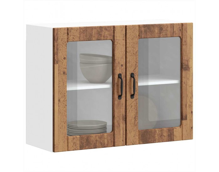 Sonata H Кухненски стенен шкаф със стъклена врата Lucca старо дърво