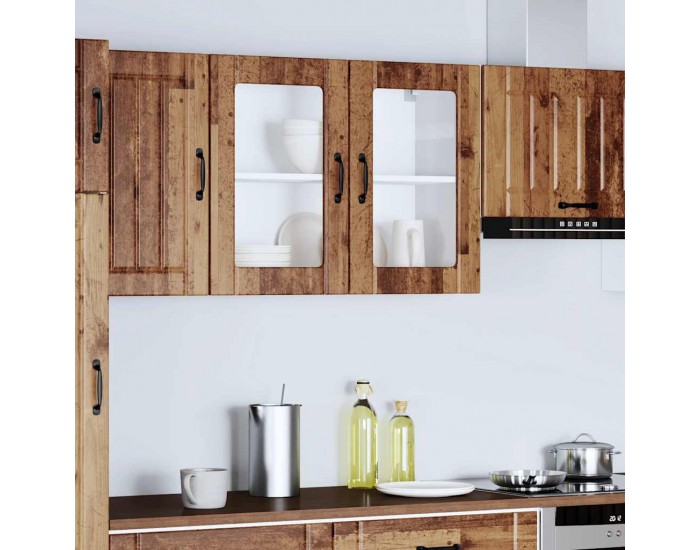 Sonata H Кухненски стенен шкаф със стъклена врата Lucca старо дърво