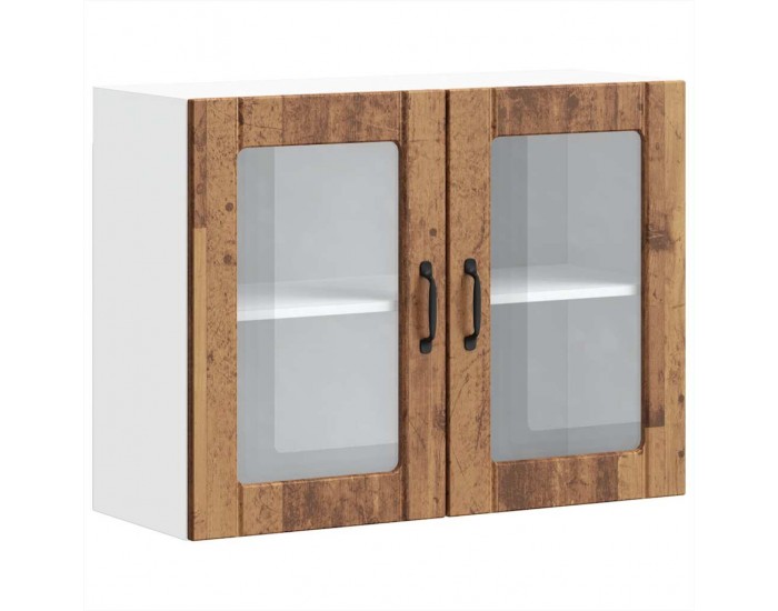 Sonata H Кухненски стенен шкаф със стъклена врата Lucca старо дърво