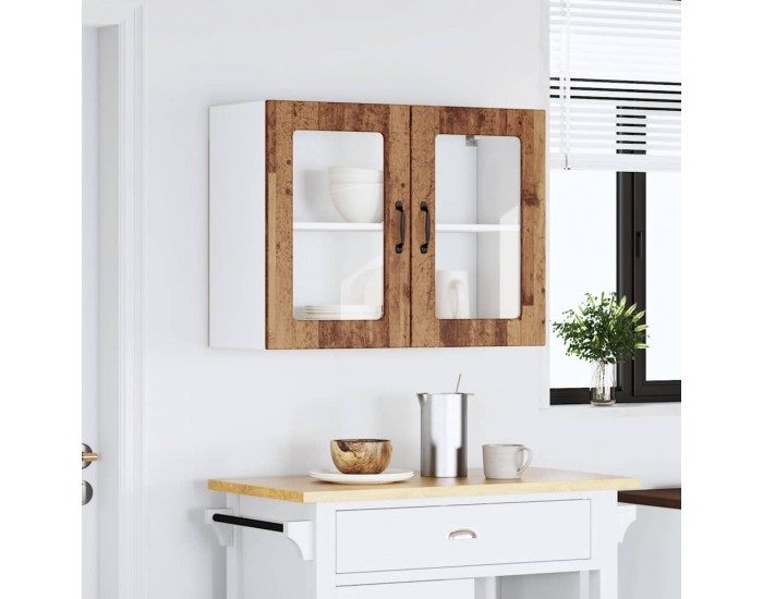 Sonata H Кухненски стенен шкаф със стъклена врата Lucca старо дърво