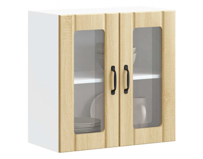 Sonata H Кухненски стенен шкаф със стъклена врата Lucca дъб сонома, инженерно дърво