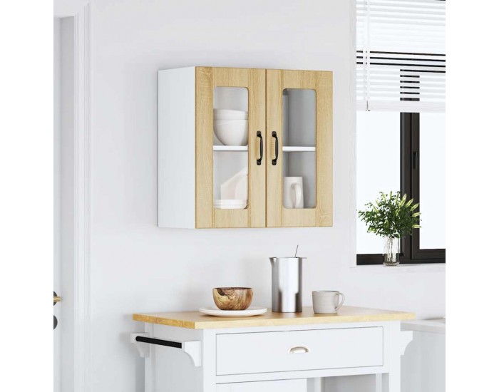 Sonata H Кухненски стенен шкаф със стъклена врата Lucca дъб сонома, инженерно дърво