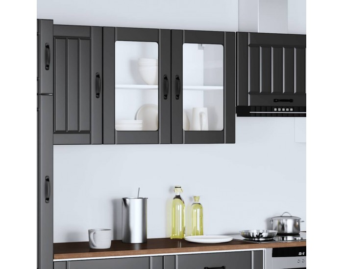 Sonata H Кухненски стенен шкаф със стъклена врата Lucca черен