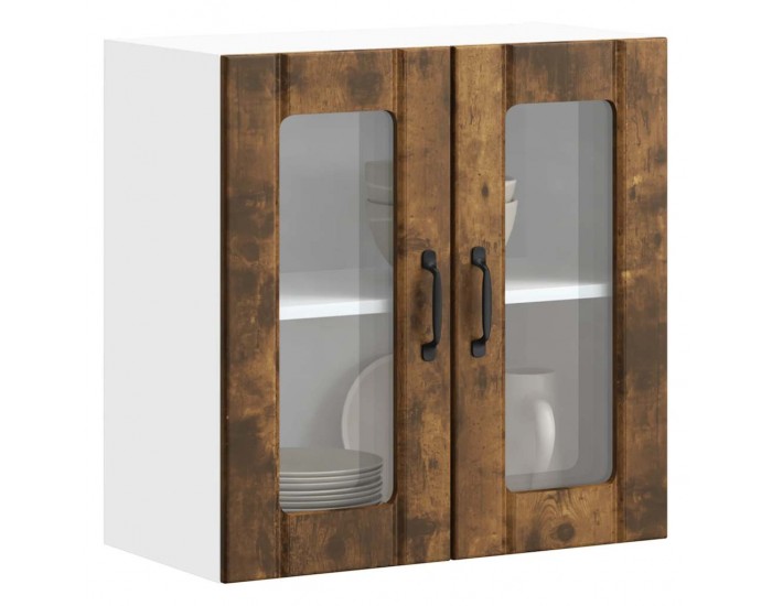 Sonata H Кухненски стенен шкаф със стъклена врата Lucca опушен дъб, инженерна дървесина