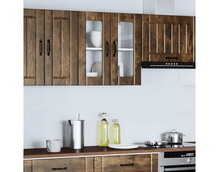 Sonata H Кухненски стенен шкаф със стъклена врата Lucca опушен дъб, инженерна дървесина