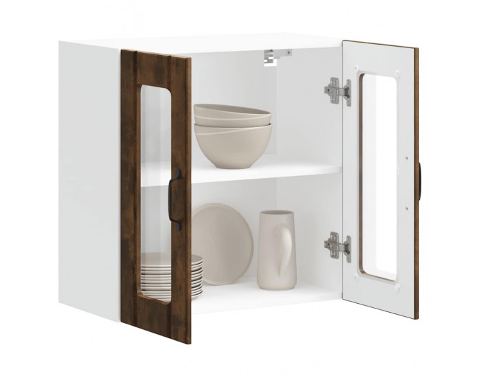 Sonata H Кухненски стенен шкаф със стъклена врата Lucca опушен дъб, инженерна дървесина