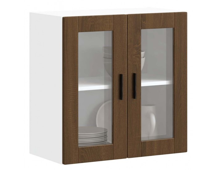 Sonata H Кухненски стенен шкаф със стъклена врата Porto кафяв дъб