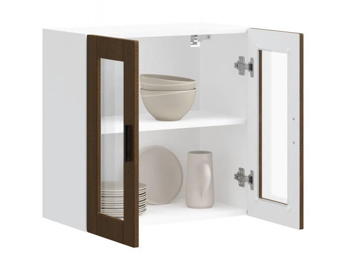 Sonata H Кухненски стенен шкаф със стъклена врата Porto кафяв дъб