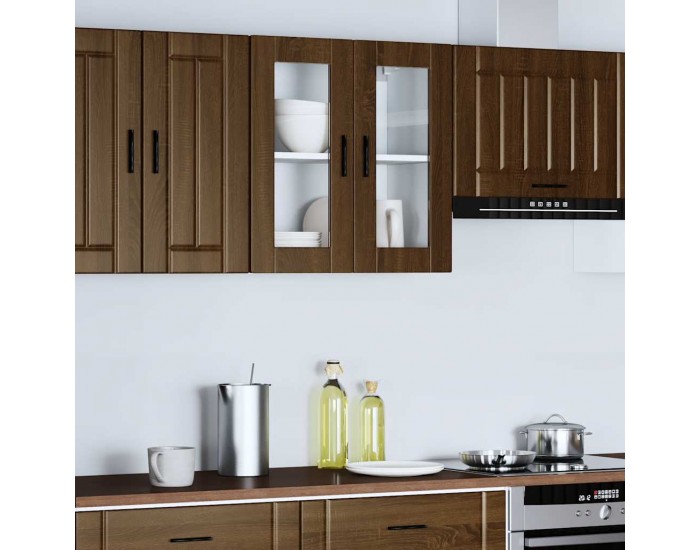 Sonata H Кухненски стенен шкаф със стъклена врата Porto кафяв дъб