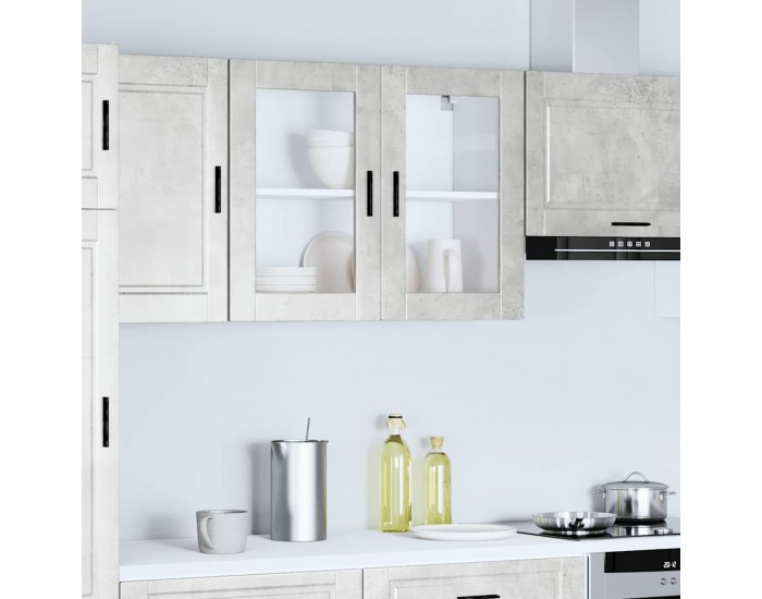 Sonata H Кухненски стенен шкаф със стъклена врата Porto бетонно сив