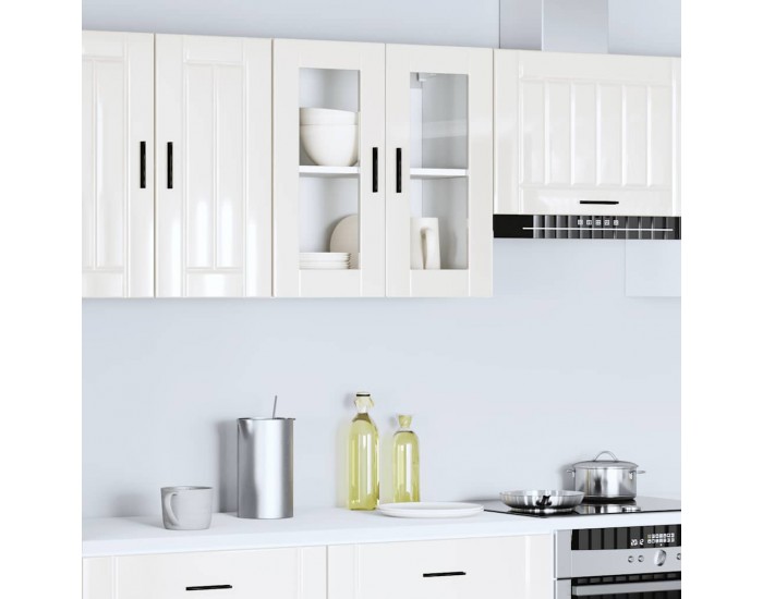 Sonata H Кухненски стенен шкаф със стъклена врата Porto бял гланц