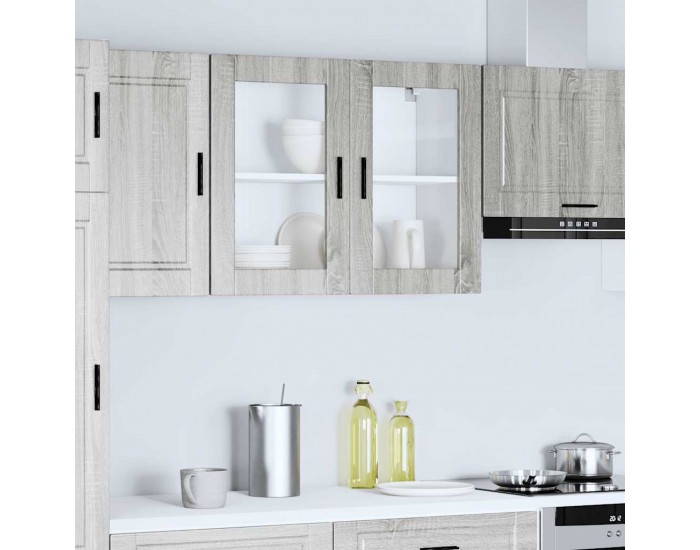 Sonata H Кухненски стенен шкаф със стъклена врата Porto сив сонома