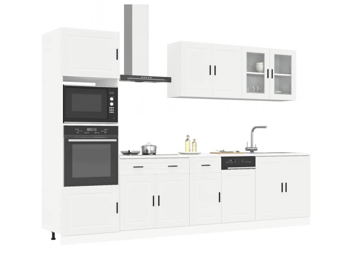 Sonata H Комплект кухненски шкафове, 7 части, Porto, бяло инженерно дърво