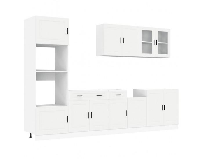 Sonata H Комплект кухненски шкафове, 7 части, Porto, бяло инженерно дърво