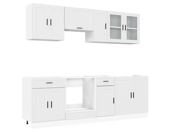 Sonata H Комплект кухненски шкафове от 8 части Porto, бяло инженерно дърво