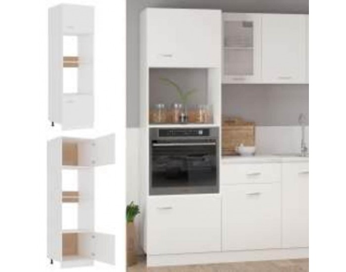 Sonata H Шкаф за микровълнова фурна Lyon, бял, 60x57x207 см, инженерно дърво