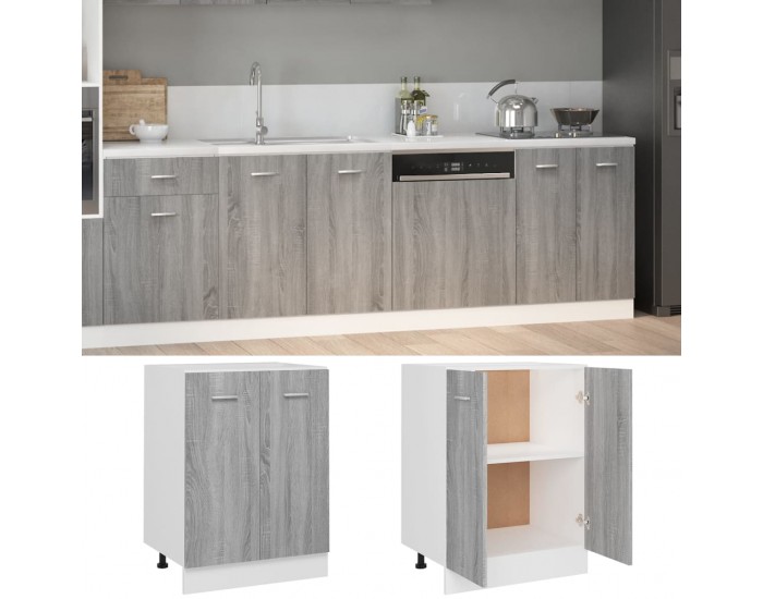 Sonata H Долен шкаф Lyon, сив, цвят сонома, 60x46x81,5 см, инженерно дърво