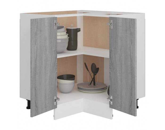 Sonata H Кухненски шкаф Lyon сив, цвят сонома, 75,5x75,5x81,5 см, инженерно дърво