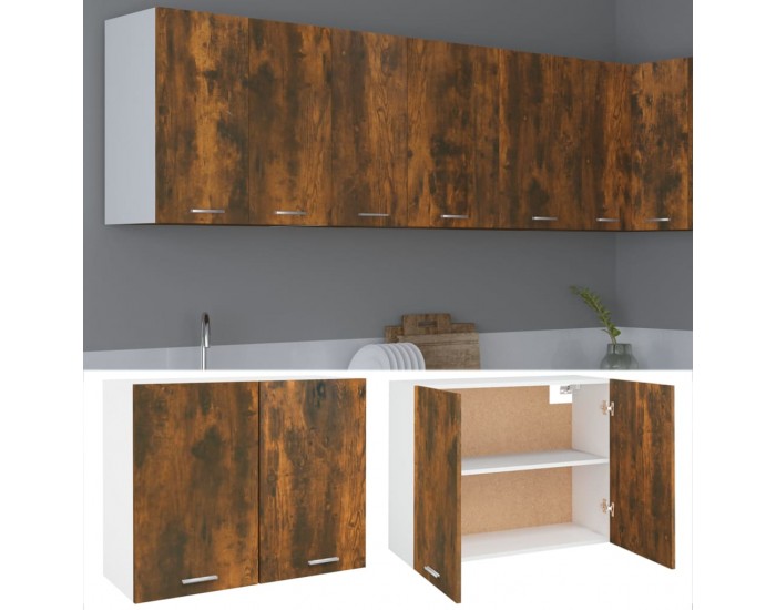 Sonata H Висящ шкаф Lyon опушен дъб 80x31x60 см, инженерно дърво