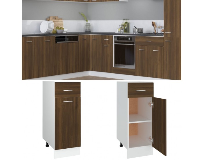 Sonata H Шкаф с чекмеджета Lyon, кафяв дъб, 30x46x81,5 см, инженерно дърво