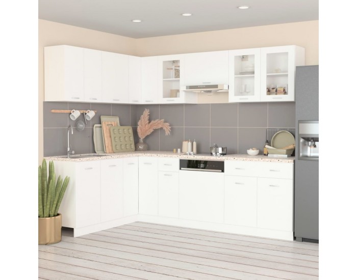 Sonata H Комплект кухненски шкафове, 11 части, Lyon, бяло инженерно дърво