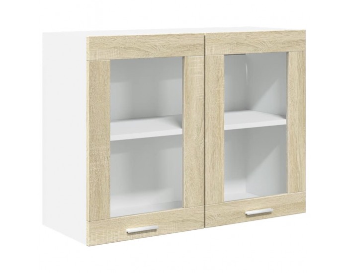 Sonata H Висящ стъклен шкаф Lyon, дъб сонома, 80x31x60 см, инженерно дърво