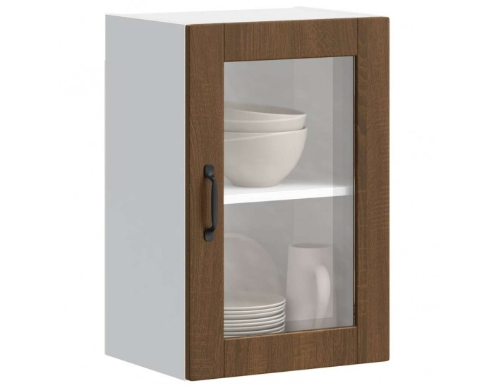 Sonata H Кухненски стенен шкаф със стъклена врата Porto кафяв дъб