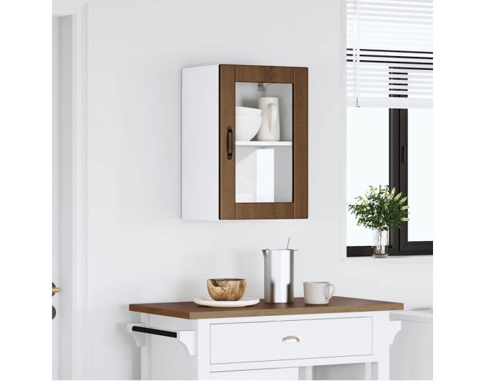 Sonata H Кухненски стенен шкаф със стъклена врата Porto кафяв дъб