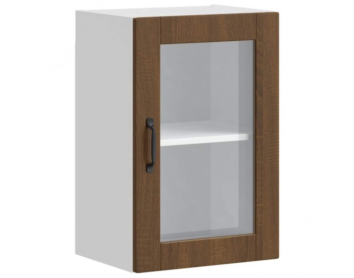 Sonata H Кухненски стенен шкаф със стъклена врата Porto кафяв дъб