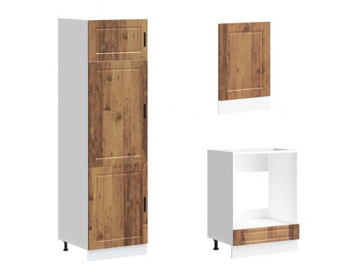 Sonata H Комплект кухненски шкафове, 7 части, Porto, старо дърво, инженерно дърво