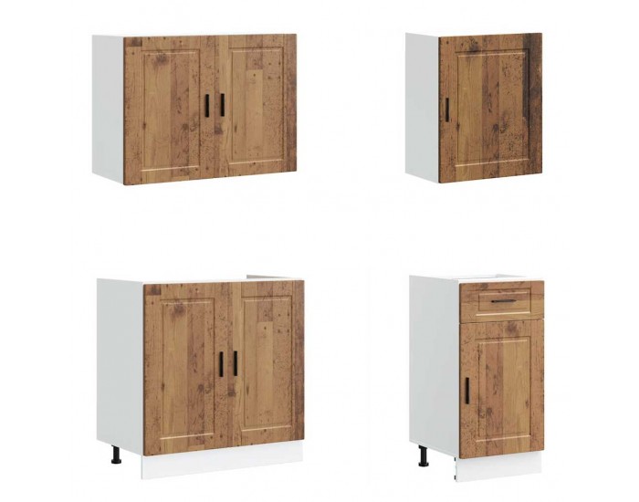 Sonata H Комплект кухненски шкафове, 7 части, Porto, старо дърво, инженерно дърво