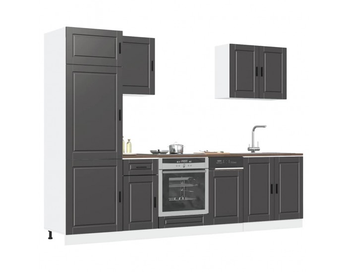 Sonata H Комплект кухненски шкафове, 7 части, Porto, черно инженерно дърво