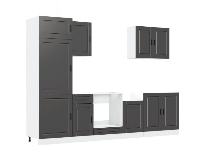 Sonata H Комплект кухненски шкафове, 7 части, Porto, черно инженерно дърво