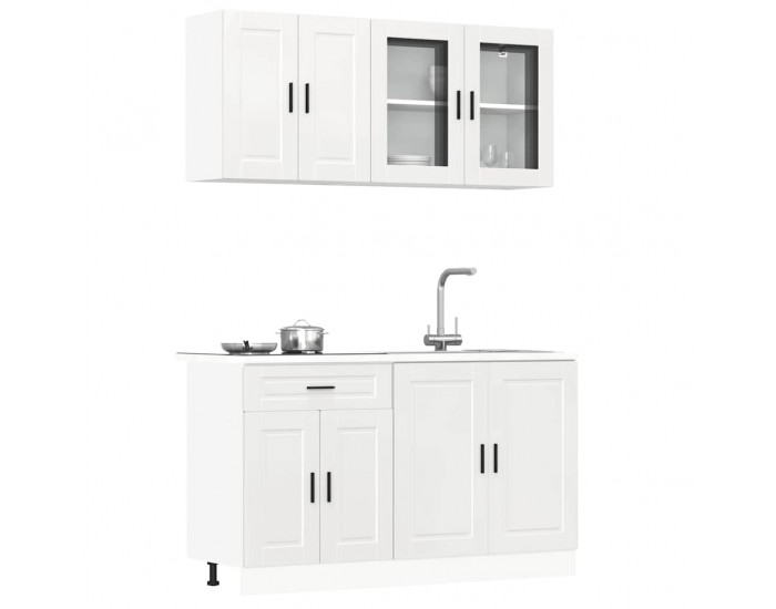 Sonata H Комплект кухненски шкафове от 4 части Porto, бяло гланцово инженерно дърво