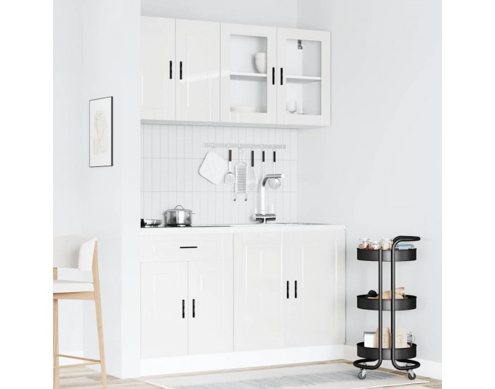 Sonata H Комплект кухненски шкафове от 4 части Porto, бяло гланцово инженерно дърво