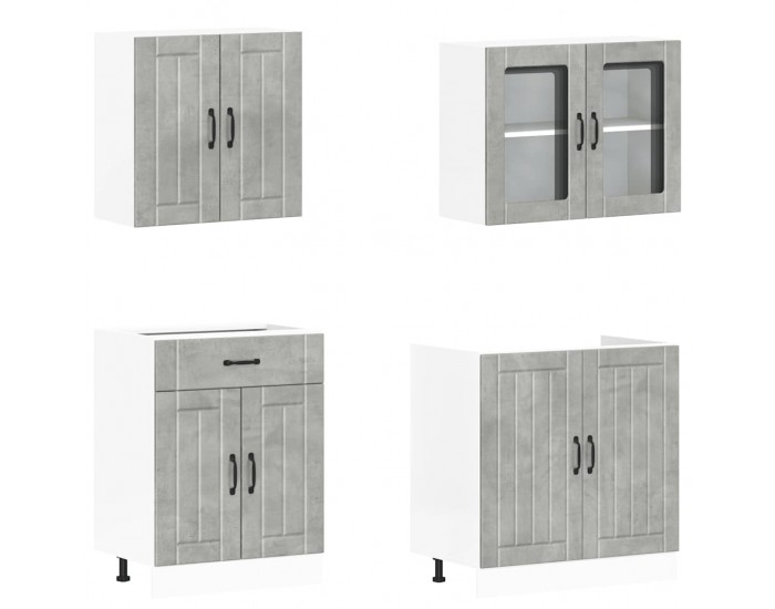 Sonata H Комплект кухненски шкафове от 4 части Lucca, бетонно сив, инженерно дърво