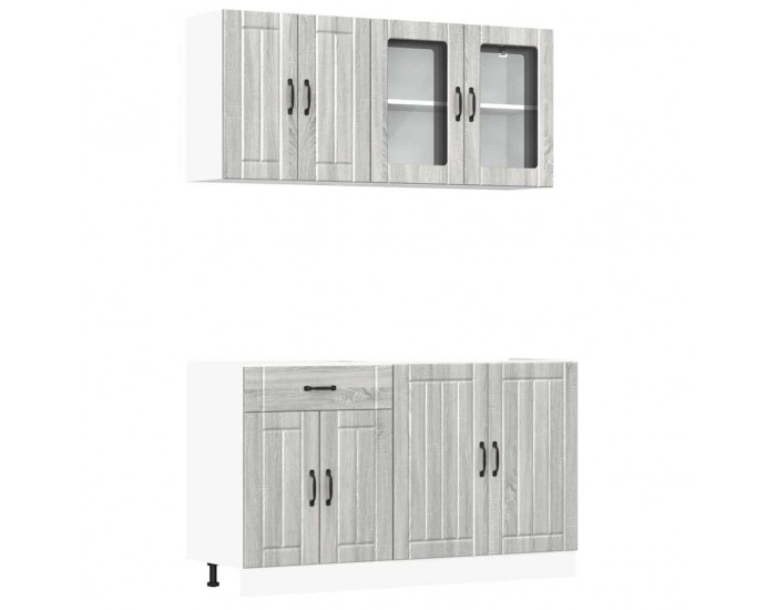 Sonata H Комплект кухненски шкафове от 4 части Lucca, сив, инженерно дърво сонома