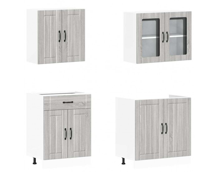 Sonata H Комплект кухненски шкафове от 4 части Lucca, сив, инженерно дърво сонома