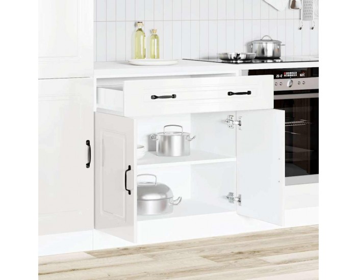 Sonata H Кухненски шкаф, Kalmar, бял гланц, инженерно дърво